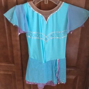 Blue and purple costume made figure skating dress